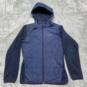 Columbia Warmer Days III Hooded Jacket Men's S Blue Full Zip Thermal Coil Pocket